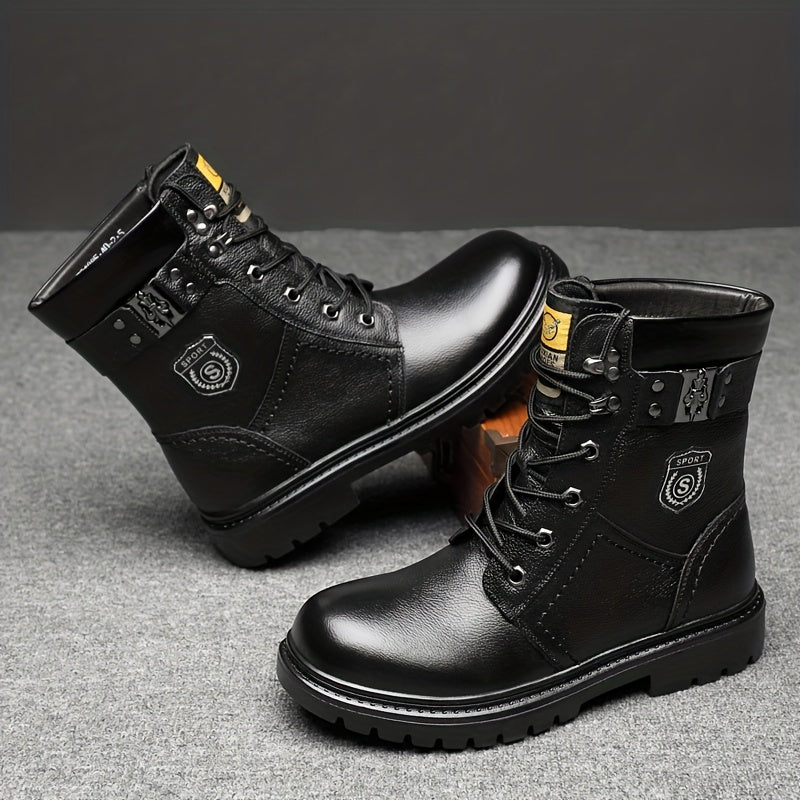 Men's Service Boots Inspired Boots, Casual Lace-up Walking Shoes With Or Without Fuzzy Lining