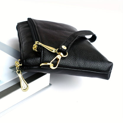 Fashion Crossbody Bag For Women, Double Zipper Clutch Purse, Square Wrist Wallet For Coin & Phone