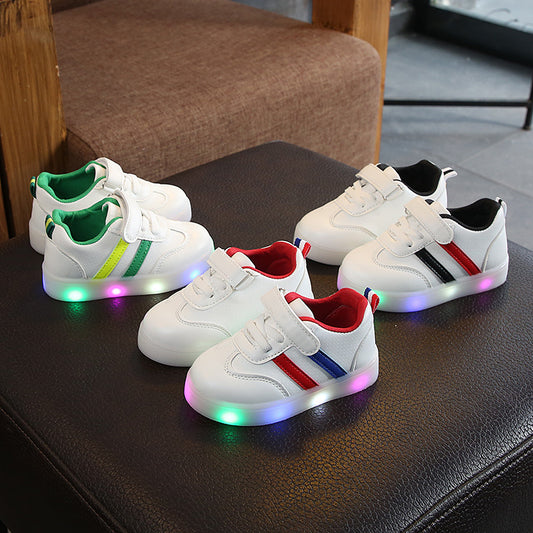 ZllKl  Children's Luminous Shoes  Korean Style New Children's Shoes Boys and Girls Luminous Casual Shoes Board Shoes Colorful Flash Shoes