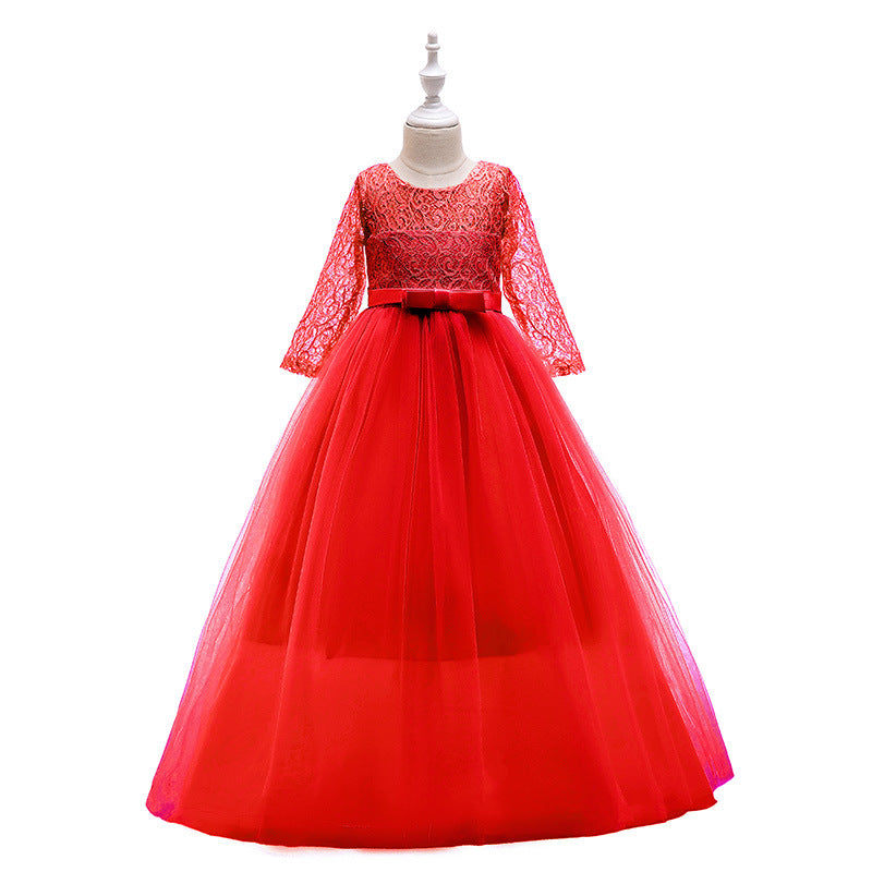 ZllKl  Cross-Border Girls' Bowknot Pettiskirt New Flower Girl Wedding Dress Evening Party Performance Princess Dress