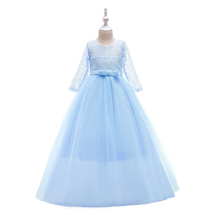 ZllKl  Cross-Border Girls' Bowknot Pettiskirt New Flower Girl Wedding Dress Evening Party Performance Princess Dress