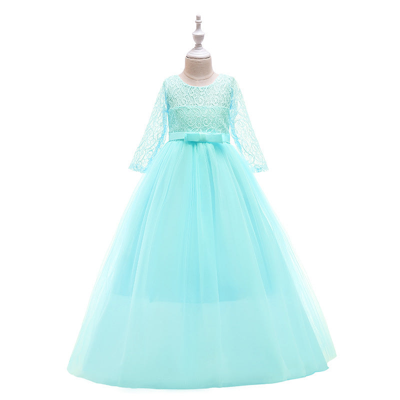 ZllKl  Cross-Border Girls' Bowknot Pettiskirt New Flower Girl Wedding Dress Evening Party Performance Princess Dress