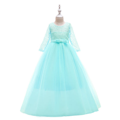 ZllKl  Cross-Border Girls' Bowknot Pettiskirt New Flower Girl Wedding Dress Evening Party Performance Princess Dress