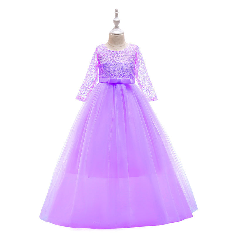 ZllKl  Cross-Border Girls' Bowknot Pettiskirt New Flower Girl Wedding Dress Evening Party Performance Princess Dress