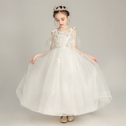 ZllKl  Children's Dress  New Princess Dress Birthday Pettiskirt Little Girl Western Style Trailing Evening Dress Flower Children's Dress