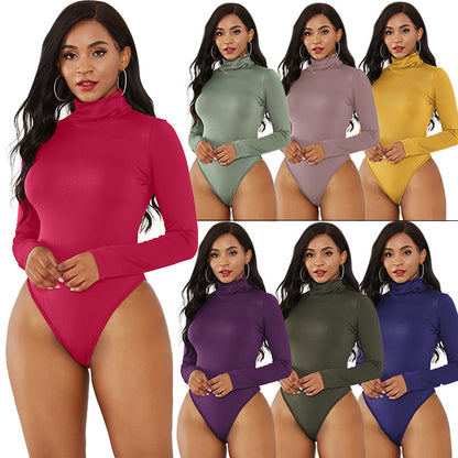 ZllKl  EBay  Sexy Women's Clothing 12-Color Long Sleeve Turtleneck Slim Fit Pure Color Tight Jumpsuit Winter