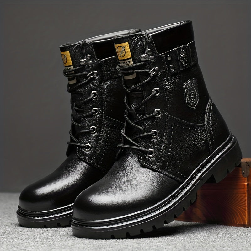 Men's Service Boots Inspired Boots, Casual Lace-up Walking Shoes With Or Without Fuzzy Lining