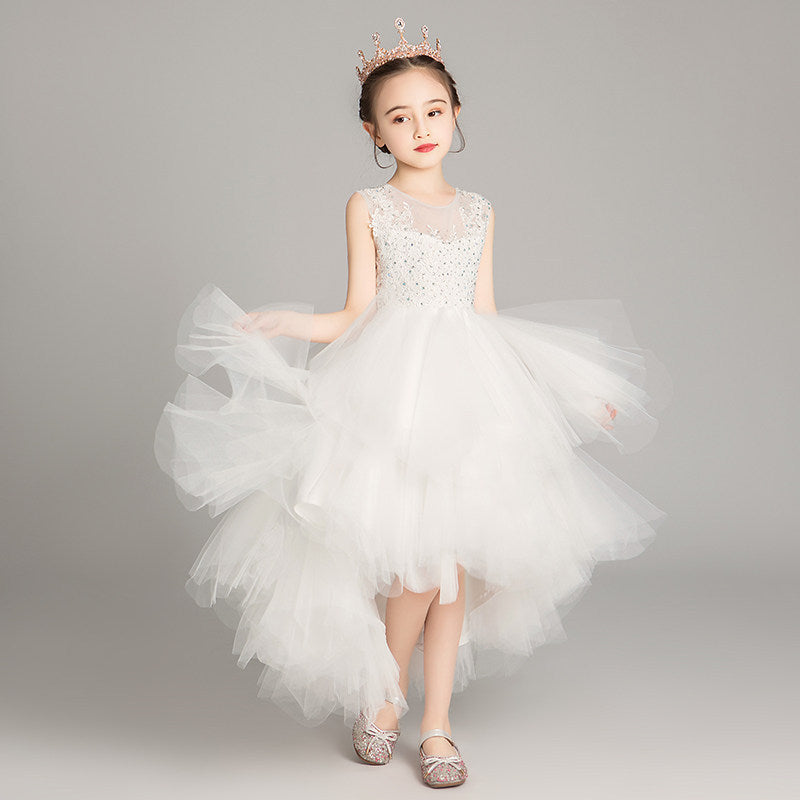 ZllKl  Children's Dress Girls' Princess Dress Tulle Tutu Western Style Flower Girl's Birthday Wedding Dress Host Costume for Piano Performance Catwalk Show