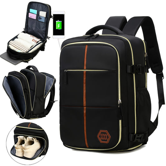 Waterproof Laptop Backpack - Airline Approved Carry-On with Zipper Closure and Durable Polyester Material - Perfect for Travel and Business Trips