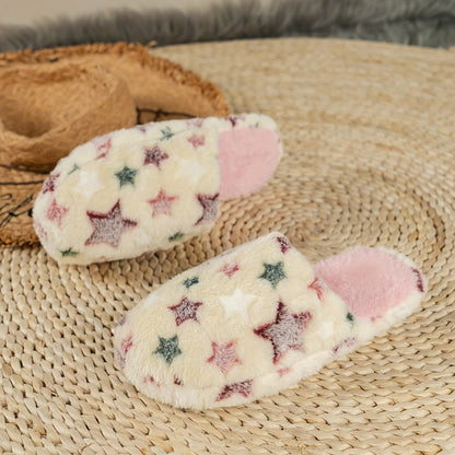 Cozy Winter Slippers: Soft Fleece with Cute Star Patterns - Perfect for Indoor Comfort