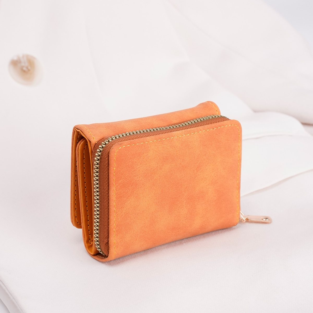 Solid Color Trifold Card Wallet, Minimalist Clutch Coin Purse, Trendy Casual Purse