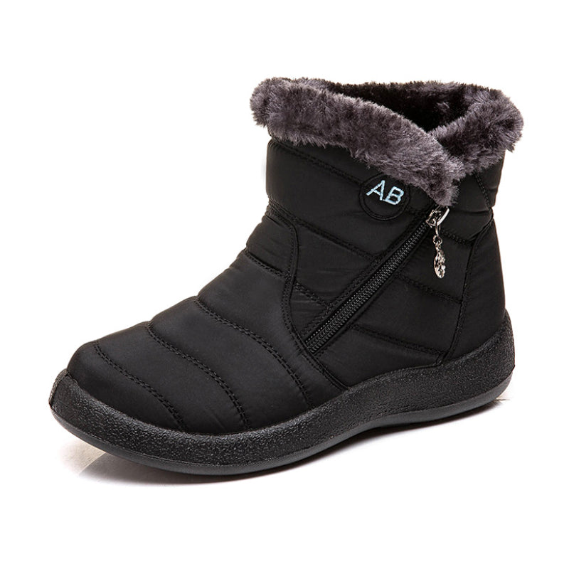 Men's Snow Boots With Zippers, Winter Thermal Shoes, Windproof Hiking Boots With Fuzzy Lining