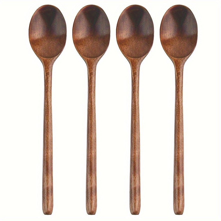 1/2/4pcs Premium Long-Handle Wooden Jam Spoons - 9-Inch Cooking Utensils for Kitchen Soup Mixing Baking - Durable Wooden Spoon Set for Home Cooking and Baking Enthusiasts