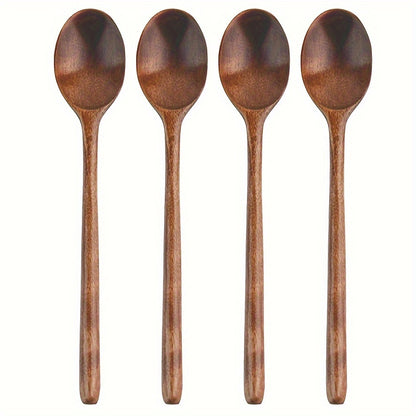 1/2/4pcs Premium Long-Handle Wooden Jam Spoons - 9-Inch Cooking Utensils for Kitchen Soup Mixing Baking - Durable Wooden Spoon Set for Home Cooking and Baking Enthusiasts