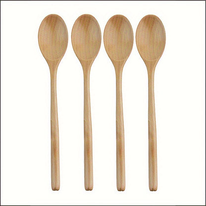 1/2/4pcs Premium Long-Handle Wooden Jam Spoons - 9-Inch Cooking Utensils for Kitchen Soup Mixing Baking - Durable Wooden Spoon Set for Home Cooking and Baking Enthusiasts