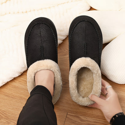 Plus Size Men's Warm Cozy Slides, Comfortable Fuzzy Soft Slippers, Plush Comfy Non-slip Home Shoes For Indoor Outdoor Bedroom, Winter