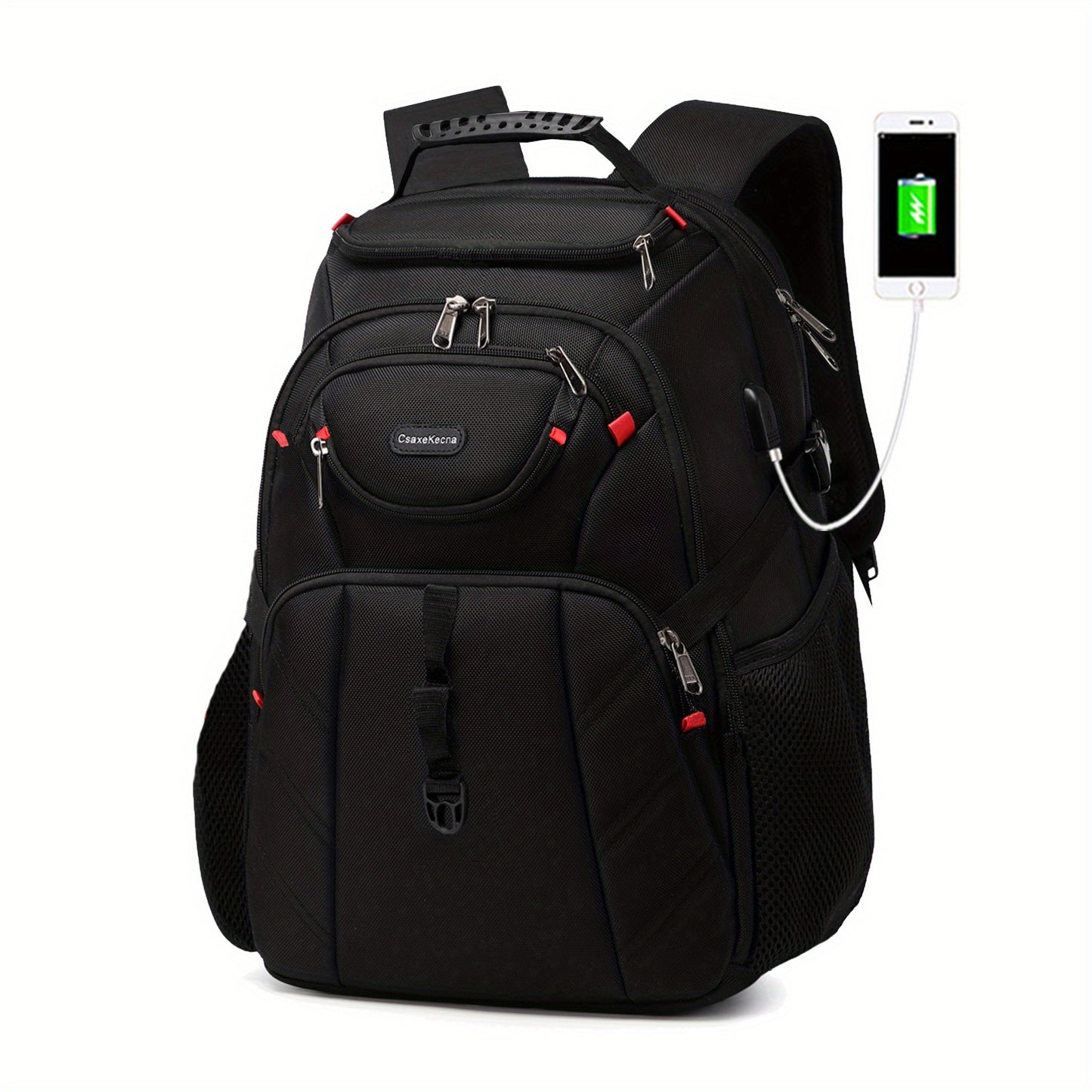 17 Inch Large Capacity Waterproof Business Laptop Backpack with Tablet Compartment - Durable Polyester Material, Adjustable Strap, USB Charging, and Water-Resistant - Ideal for School, Travel, and Work, Perfect Gift for Students and Professionals