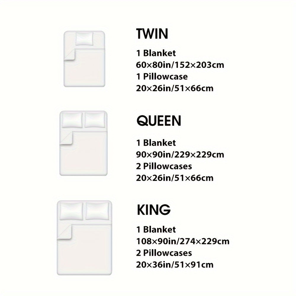 Sweatshirt Blanket Set TWIN (1blanket with 1 sham)/QUEEN (1blanket with 2 shams)/King (1blanket with 2 shams) 300GSM for  Jersey Knit  Thin Soft Breathable Blanket Set Brings a Stylish Appearance to Bedroom Living Room Couches for all year roud