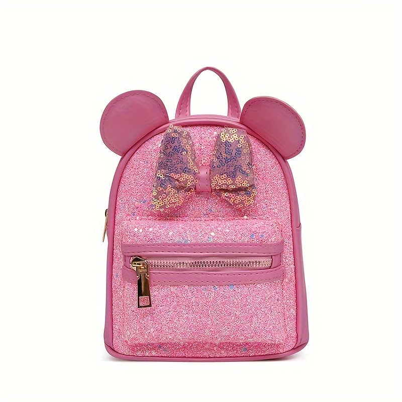 1pc Popular Fashion Big Ear Butterfly Bow Sequin Cute Backpack, Suitable For Children Aged 3-6 And Under 3.2 Feet/1 Meter Tall