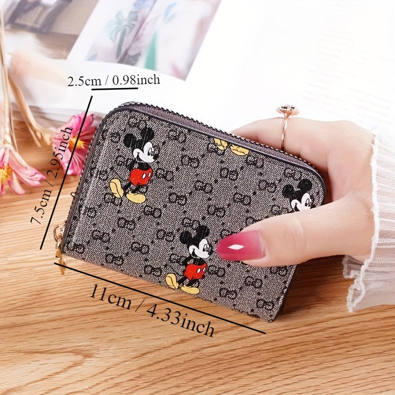 Cute Mickey Mouse Coin Purse, Casual Zipper Credit Card Storage Bag, Portable & Fashionable Wallet