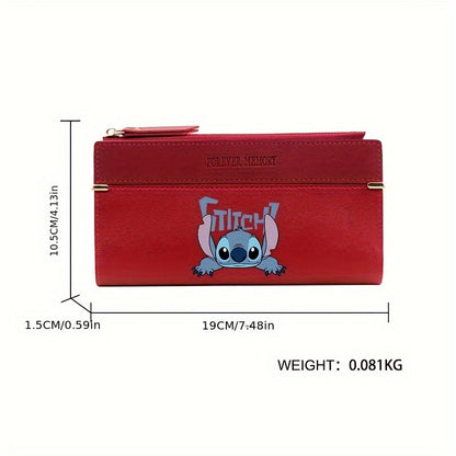 1pc Cute Anime Stitch Theme Wallet, Coin Card Holder, Long Wallet With Zipper For Men And Women