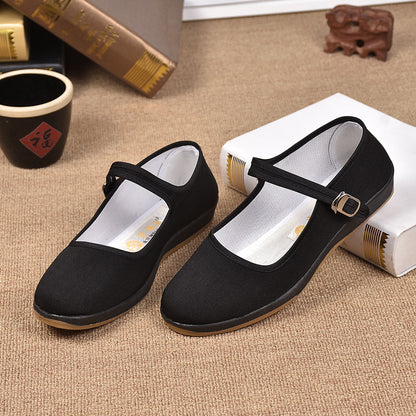 ZllKl Hotel Work Shoes Women's Black Old Beijing Cloth Shoes Soft Bottom Mom Shoes Non-Slip Platform Women's Shoes Step Fuyuan