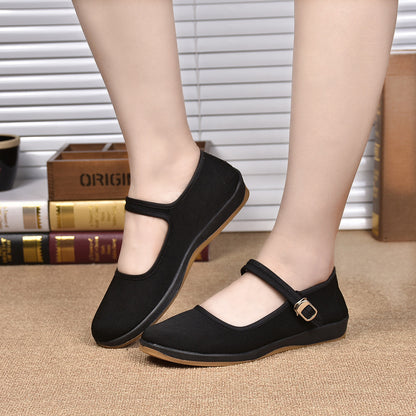 ZllKl Hotel Work Shoes Women's Black Old Beijing Cloth Shoes Soft Bottom Mom Shoes Non-Slip Platform Women's Shoes Step Fuyuan