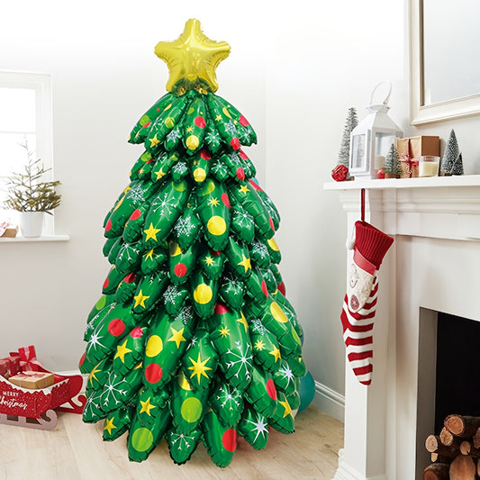 Exclusive DIY Stacking Christmas Tree Balloons Set - Custom Style, Assembly Required, Inflatable, Reusable, Party Decoration Essentials for Christmas and New Year Celebrations - Unique Tree Shape, Vibrant Colors, Easy to Assemble, and Durable