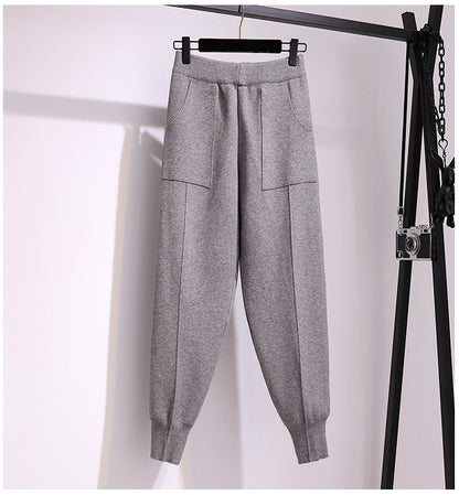 ZllKl  Fashionable Knitted Women's Clothing Popular Pants for Fat People This Year Loose Western Style Skinny Pants Korean Style Autumn and Winter New