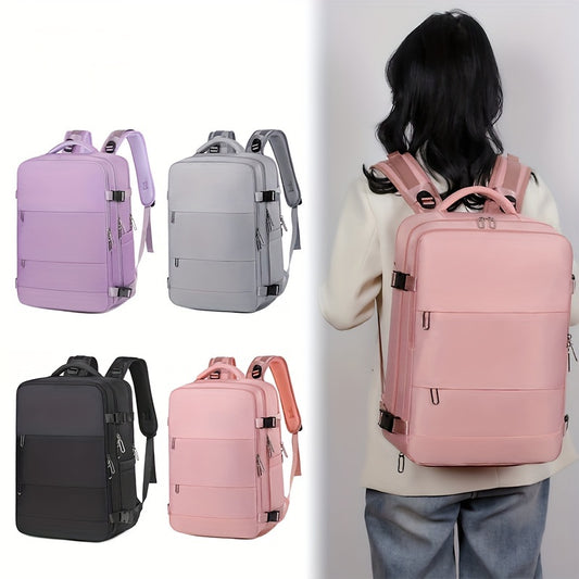 Large Capacity Travel Backpack - Spacious Interior with Ample Storage, Dedicated Shoe Compartment, Ultra-Lightweight Design, Protective Laptop Sleeve, and Convenient Charging Port - Stylish, Fashionable, and Ideal for Travel, Commuting, and School Use