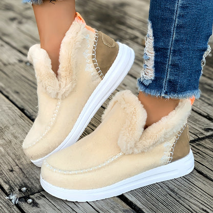 Cozy Winter Slipper for Women: Fleece Lining, PU Sole, and Soft Fabric Construction