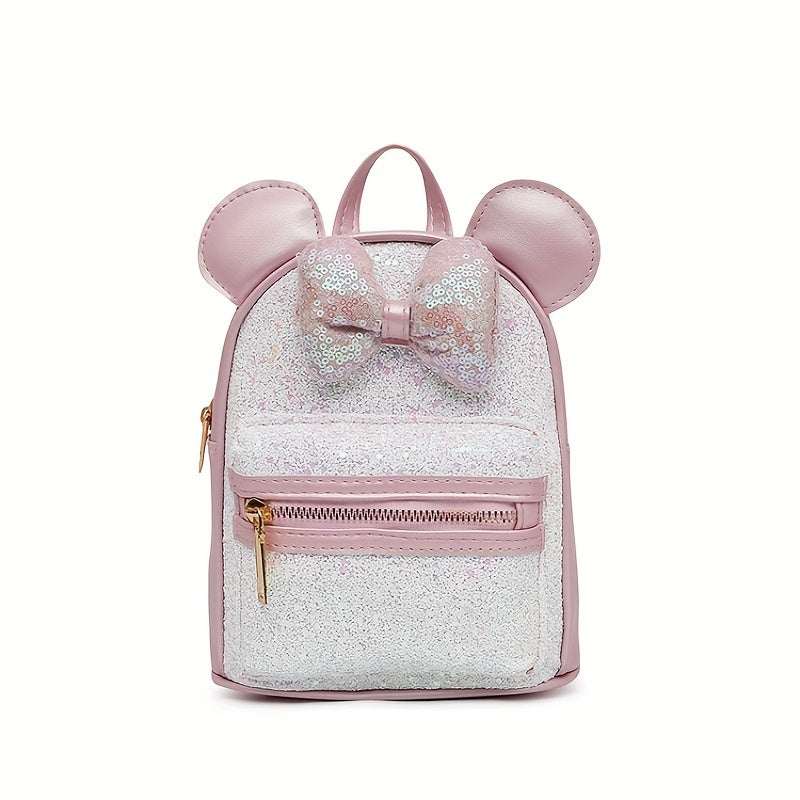 1pc Popular Fashion Big Ear Butterfly Bow Sequin Cute Backpack, Suitable For Children Aged 3-6 And Under 3.2 Feet/1 Meter Tall