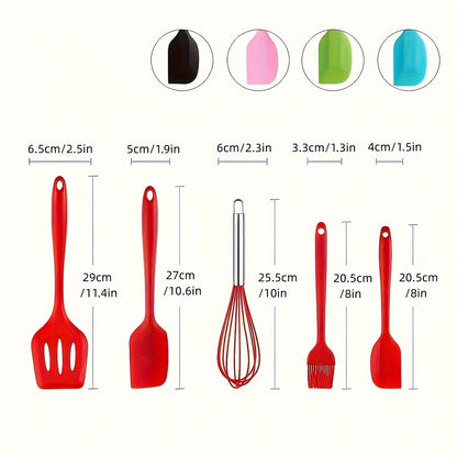 5-Piece Heat-Resistant Silicone Utensil Set - Durable, Easy-Clean Kitchen Tools for Modern Chefs