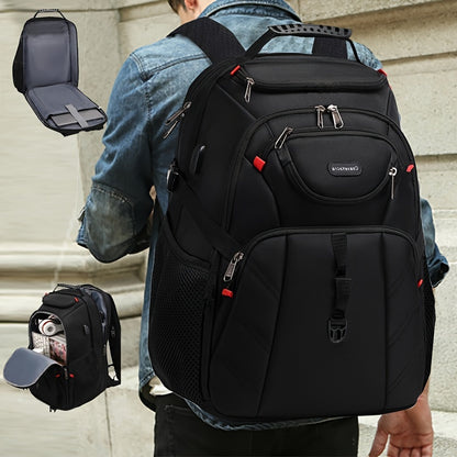 17 Inch Large Capacity Waterproof Business Laptop Backpack with Tablet Compartment - Durable Polyester Material, Adjustable Strap, USB Charging, and Water-Resistant - Ideal for School, Travel, and Work, Perfect Gift for Students and Professionals