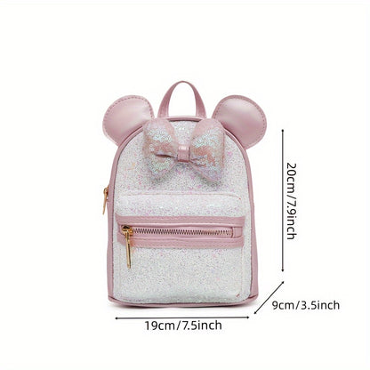 1pc Popular Fashion Big Ear Butterfly Bow Sequin Cute Backpack, Suitable For Children Aged 3-6 And Under 3.2 Feet/1 Meter Tall