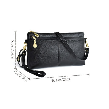 Fashion Crossbody Bag For Women, Double Zipper Clutch Purse, Square Wrist Wallet For Coin & Phone