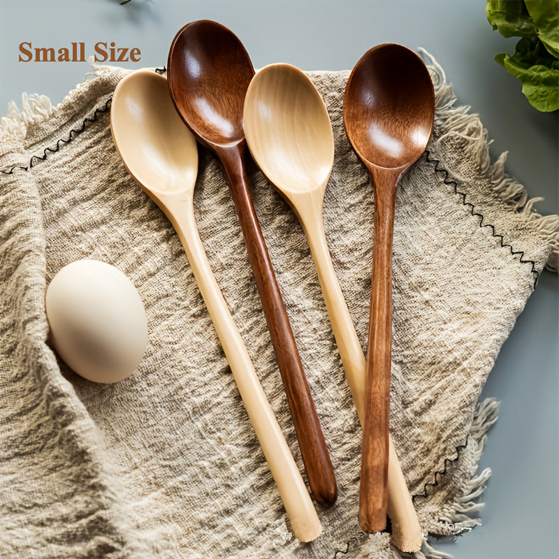 1/2/4pcs Premium Long-Handle Wooden Jam Spoons - 9-Inch Cooking Utensils for Kitchen Soup Mixing Baking - Durable Wooden Spoon Set for Home Cooking and Baking Enthusiasts