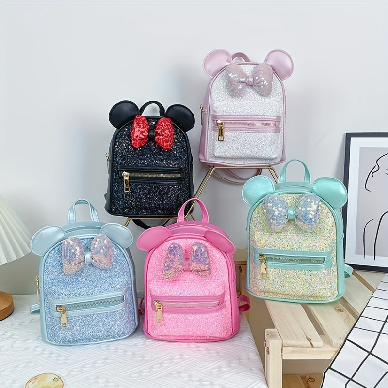 1pc Popular Fashion Big Ear Butterfly Bow Sequin Cute Backpack, Suitable For Children Aged 3-6 And Under 3.2 Feet/1 Meter Tall