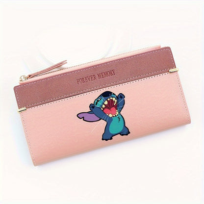 1pc Cute Anime Stitch Theme Wallet, Coin Card Holder, Long Wallet With Zipper For Men And Women