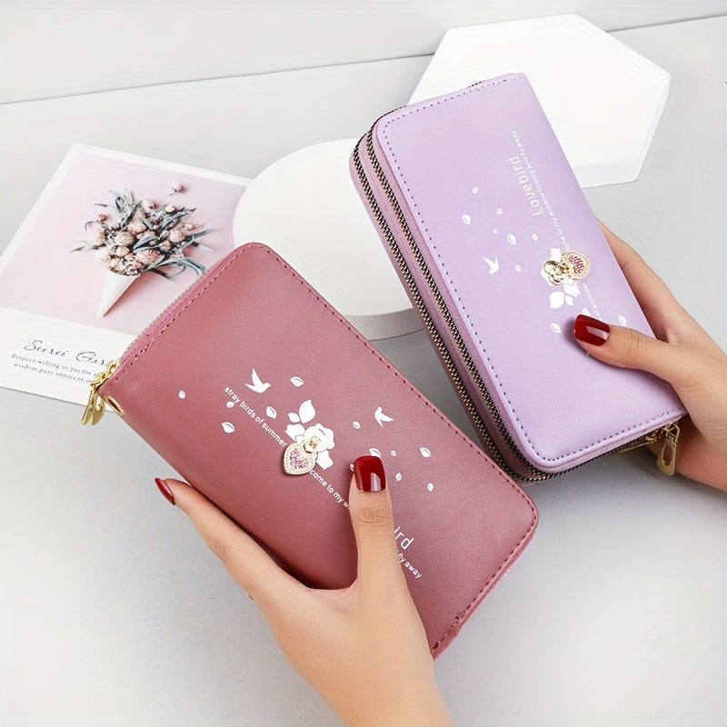 Love Decor Clutch Long Wallet, Fashion PU Leather Coin Purse, Multi Card Slots Mobile Phone Bag