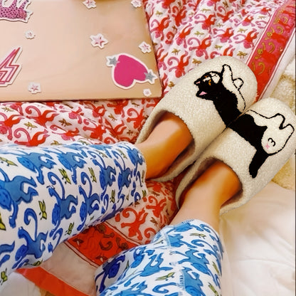 Cute Cartoon Fluffy Home Slippers, Soft Sole Bedroom Cozy Plush Lined Shoes, Non-slip Floor Mute Slippers, Winter & Autumn