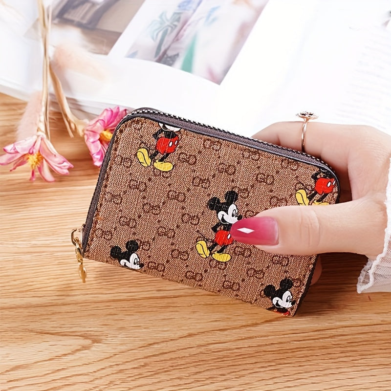 Cute Mickey Mouse Coin Purse, Casual Zipper Credit Card Storage Bag, Portable & Fashionable Wallet