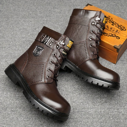 Men's Service Boots Inspired Boots, Casual Lace-up Walking Shoes With Or Without Fuzzy Lining