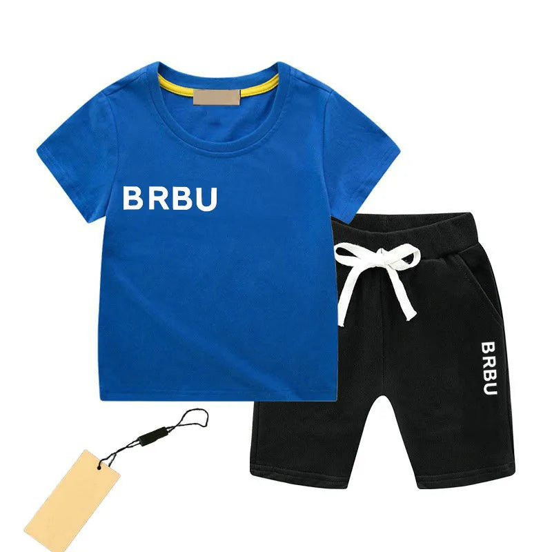 In stock 2-7 Years Designer Kids Clothing Sets T-Shirt Pants Set Brand printing Children 2 Piece pure cotton Clothing baby Boys girl Fashion Appare