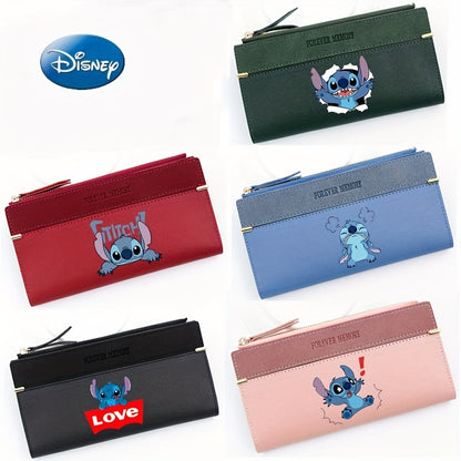 1pc Cute Anime Stitch Theme Wallet, Coin Card Holder, Long Wallet With Zipper For Men And Women