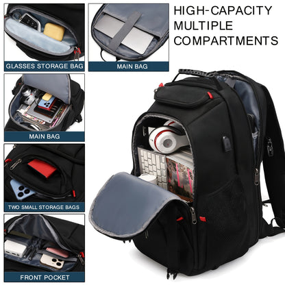 17 Inch Large Capacity Waterproof Business Laptop Backpack with Tablet Compartment - Durable Polyester Material, Adjustable Strap, USB Charging, and Water-Resistant - Ideal for School, Travel, and Work, Perfect Gift for Students and Professionals