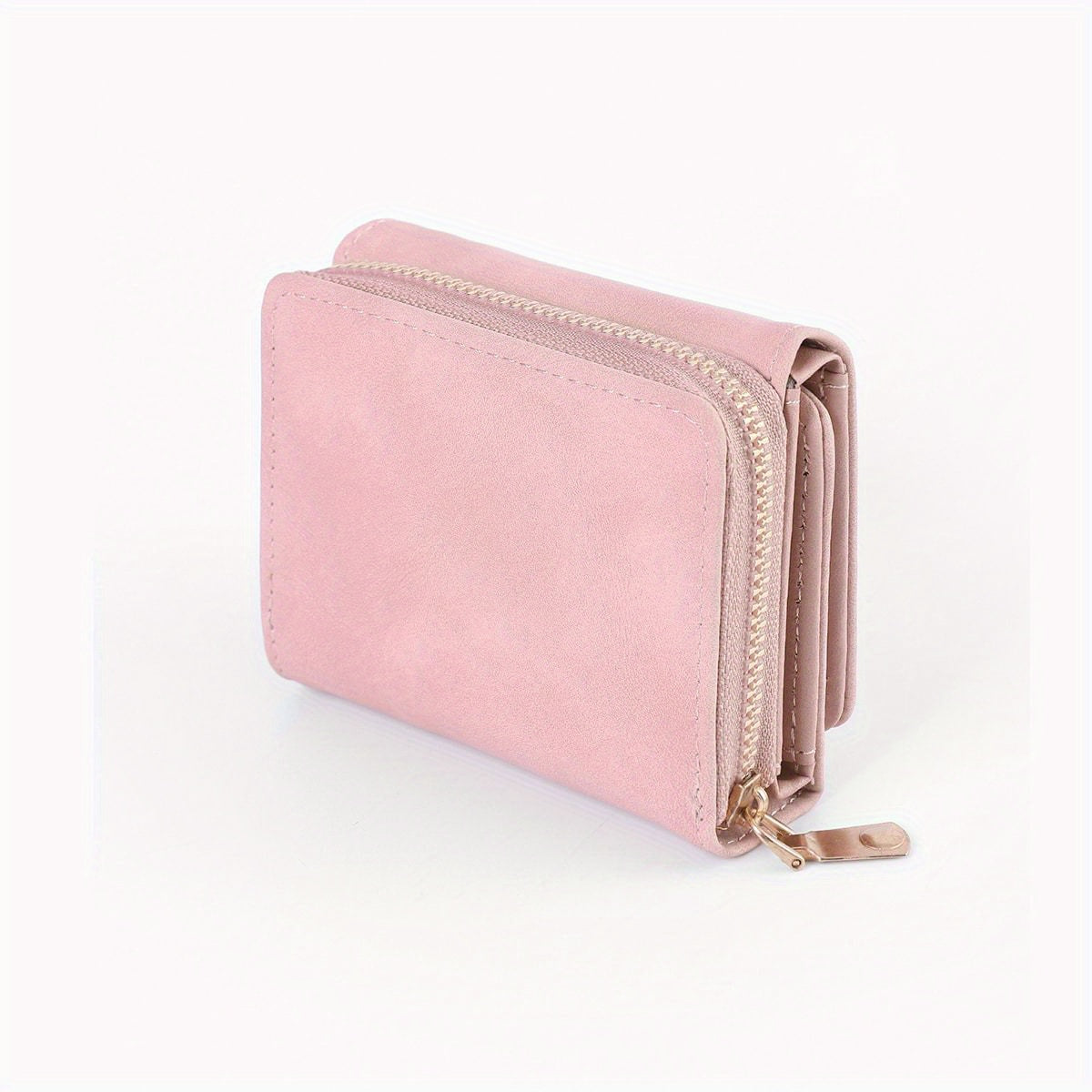 Solid Color Trifold Card Wallet, Minimalist Clutch Coin Purse, Trendy Casual Purse