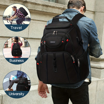 17 Inch Large Capacity Waterproof Business Laptop Backpack with Tablet Compartment - Durable Polyester Material, Adjustable Strap, USB Charging, and Water-Resistant - Ideal for School, Travel, and Work, Perfect Gift for Students and Professionals