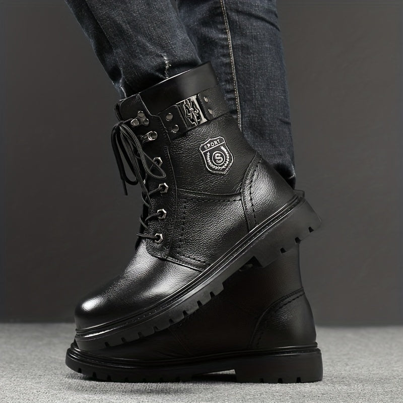 Men's Service Boots Inspired Boots, Casual Lace-up Walking Shoes With Or Without Fuzzy Lining