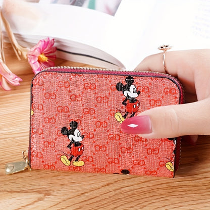 Cute Mickey Mouse Coin Purse, Casual Zipper Credit Card Storage Bag, Portable & Fashionable Wallet